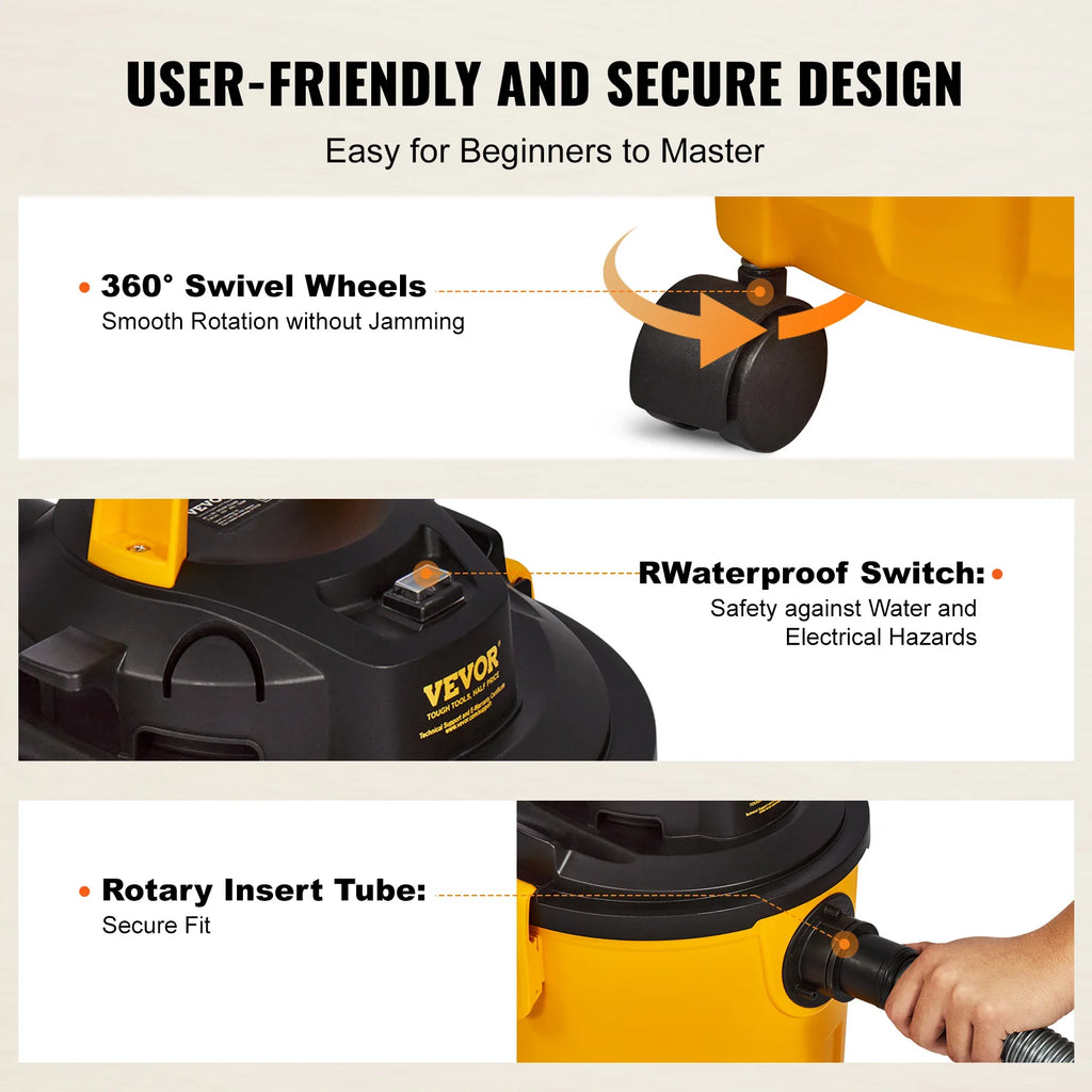 SucceBuy Wet And Dry 5 Gallon 6 Peak HP Shop Vacuum