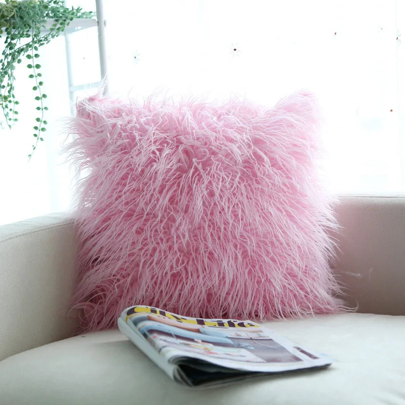 Pack of 1 Soft Luxury Long Faux Fur Plush Throw Pillow Cover,