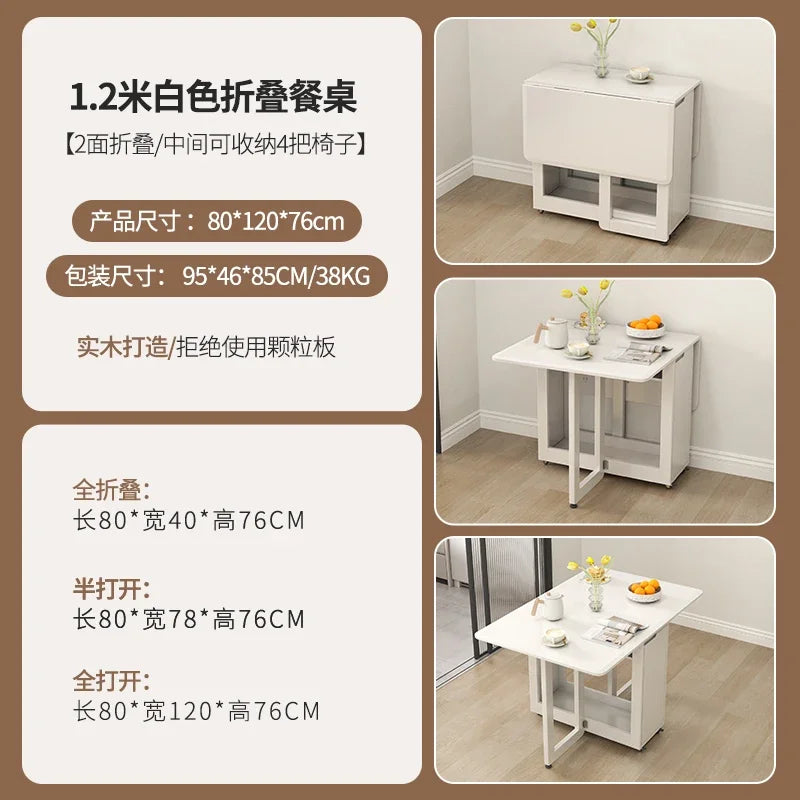Folding Dining Table Set 6 Chairs, Luxury Modern Space Savers