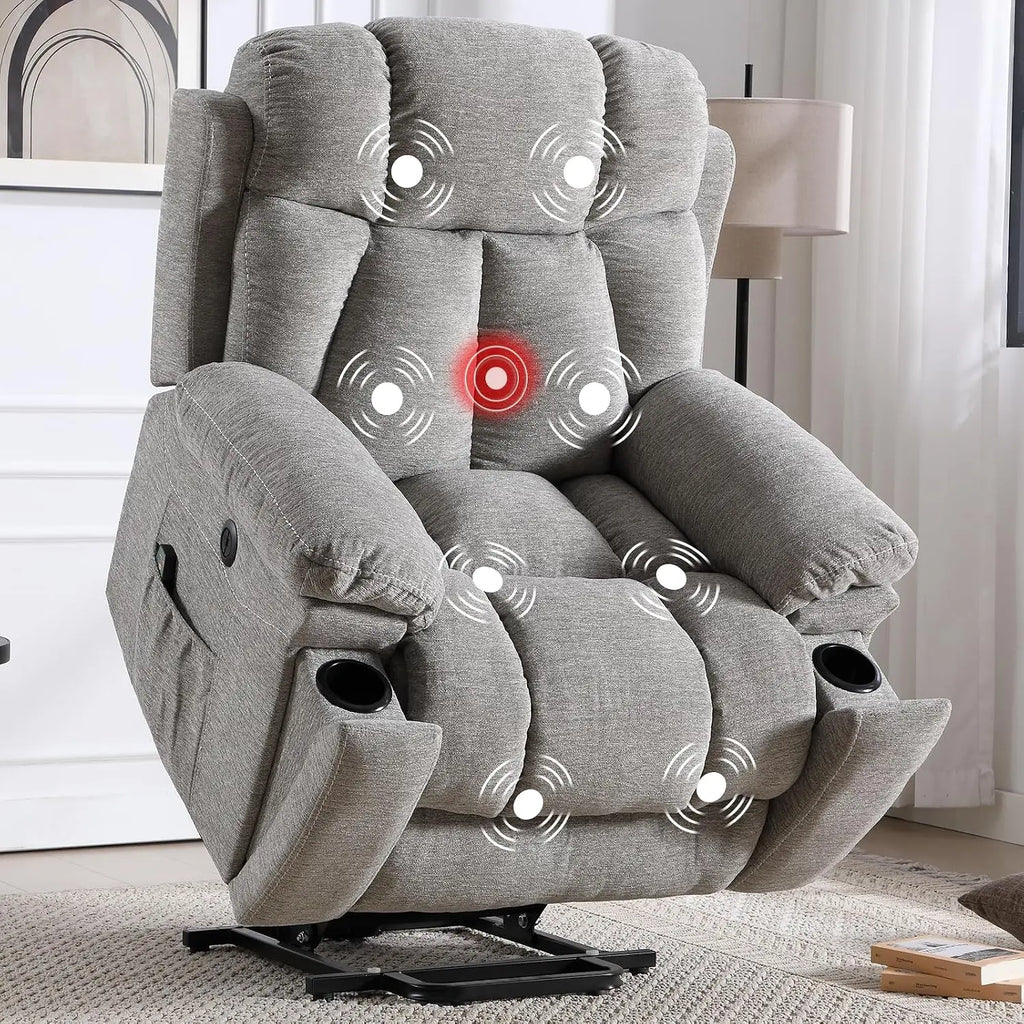 Large Power Lift Recliner Chairs with Massage and Heat for Elderly Big People,