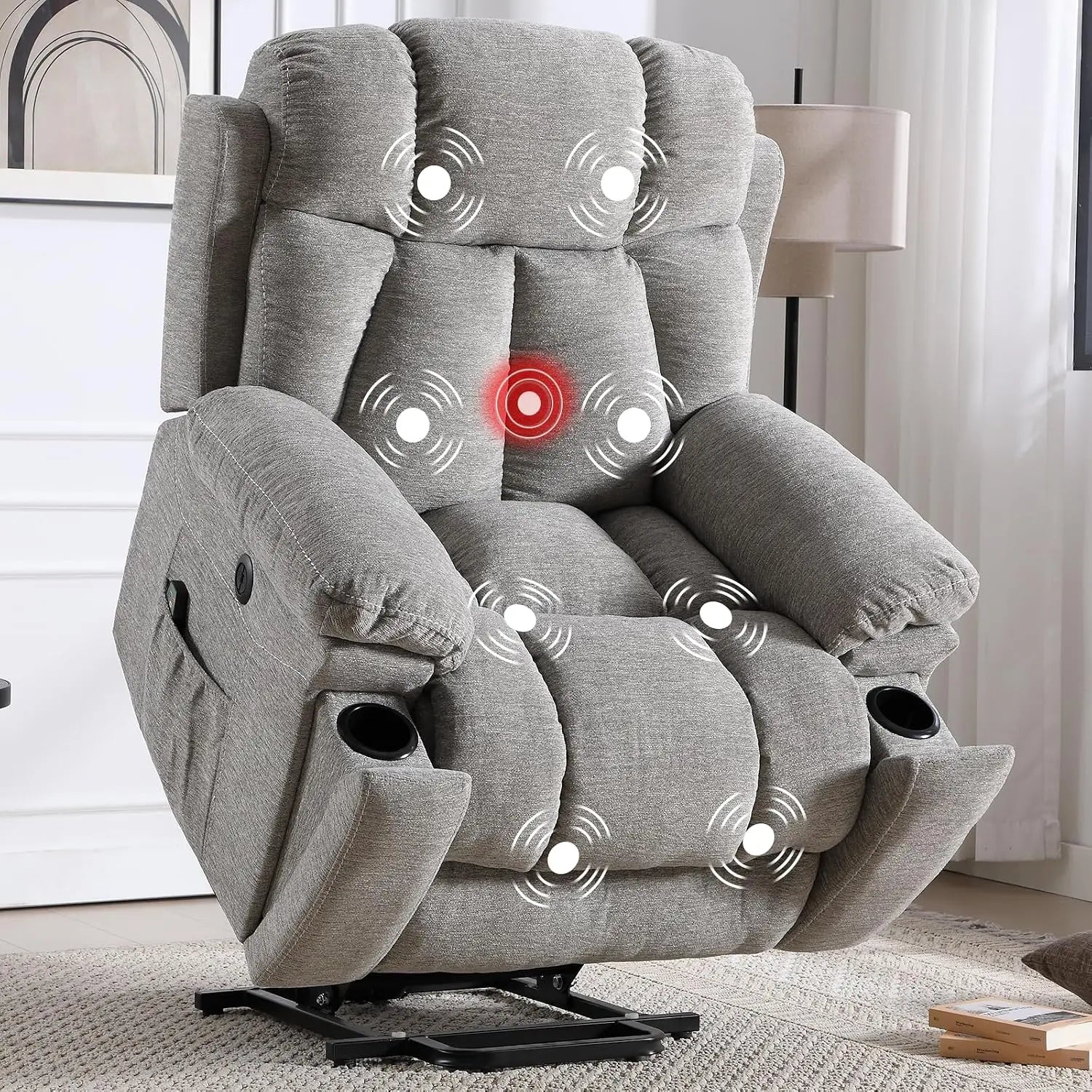 Large Power Lift Recliner Chairs with Massage and Heat for Elderly Big People,