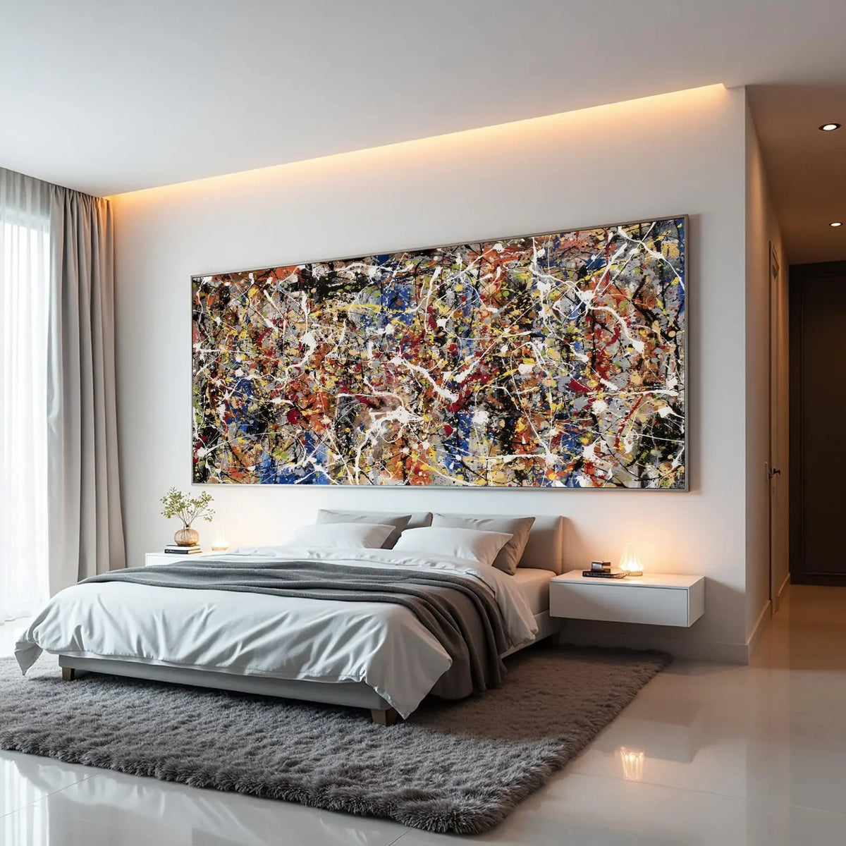 Hand Painted Jackson Pollock Style Abstract Drip Canvas Wall Art