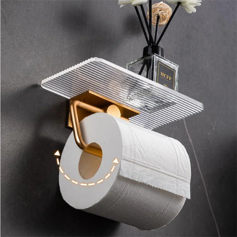 Metal Bathroom Accessories Toilet Paper Holder Organizer Wall Mount WC Phone Holder Towel Roll Shelf Dyson Airwrap Tocadores