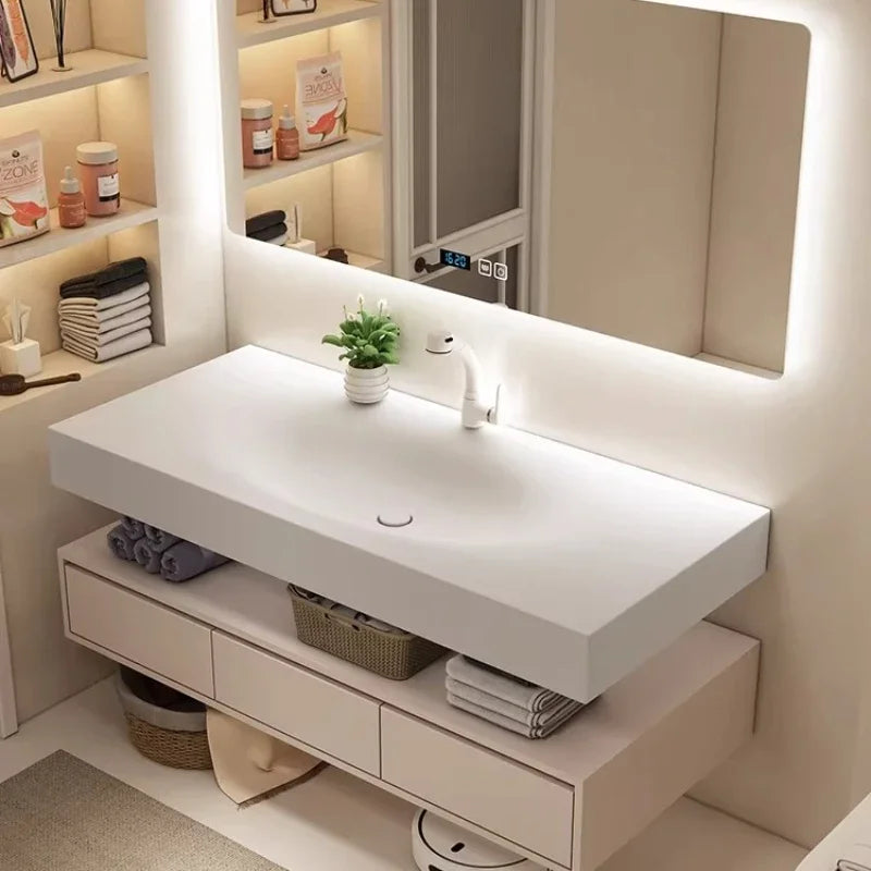 Modern Integrated Bathroom Vanity Washstand Basin, Combined Cabinet