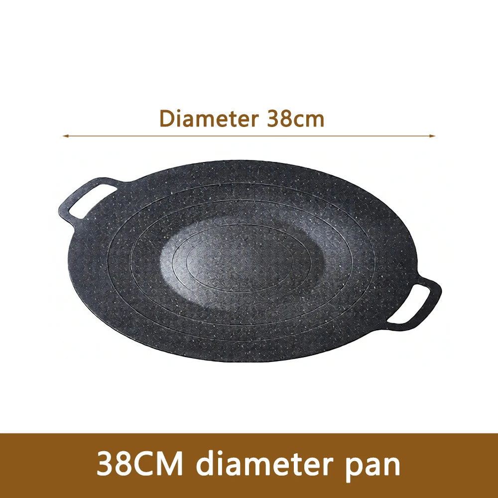 Non-Stick BBQ Grill Pan, Barbecue Cooking Plate, Korean-Style Grill Pan