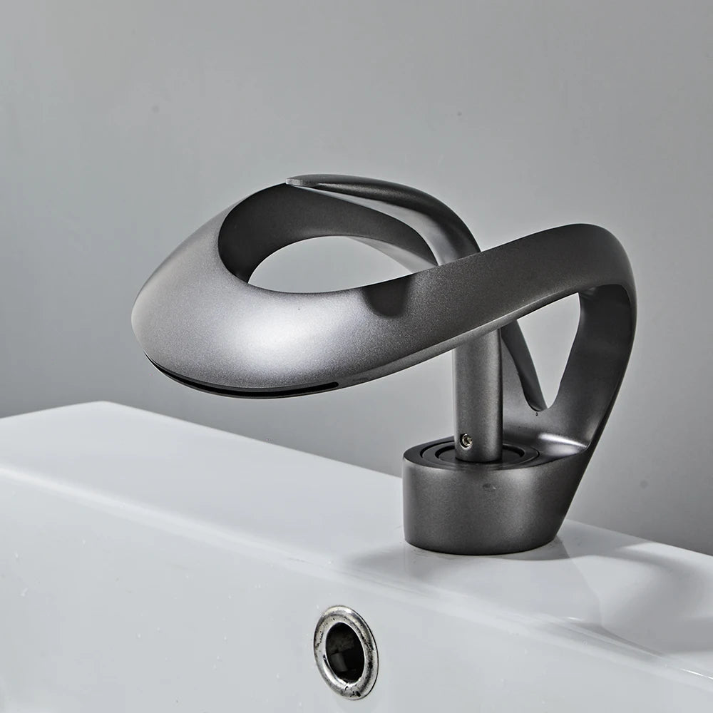 Bathroom White/Gray/Black Aluminum Alloy Single Handle Faucet