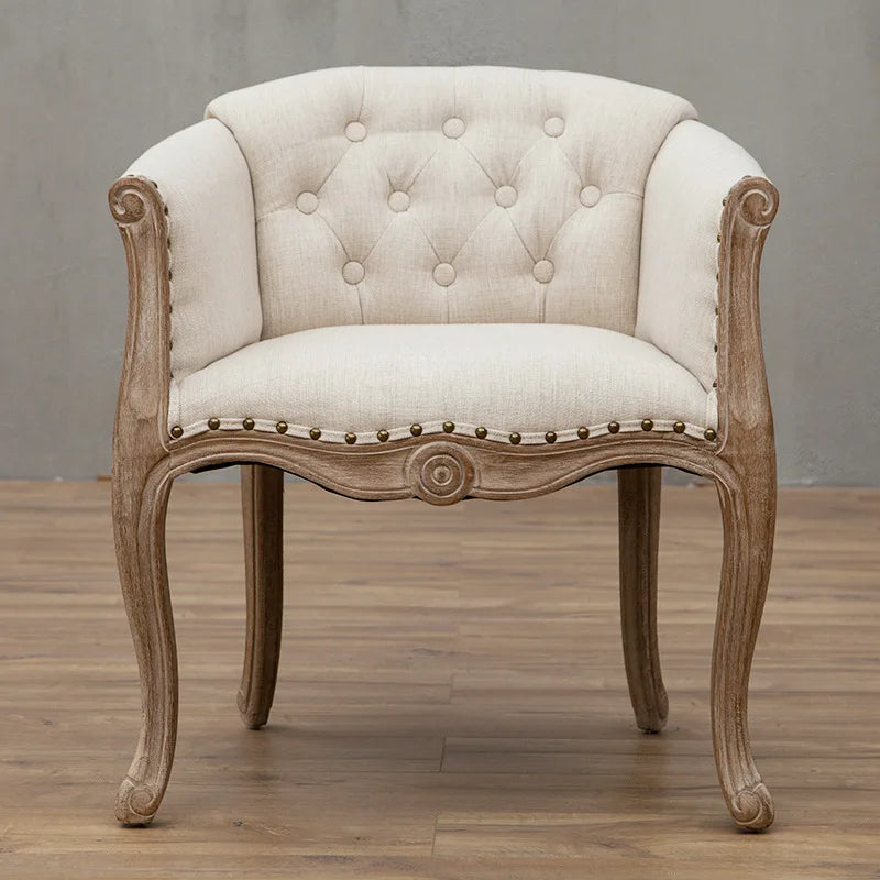 Leisure Sofa Chair, Solid Wood Antique Dining Chair, European Hotel Dining Chair, Living Room Leisure Sofa Chair