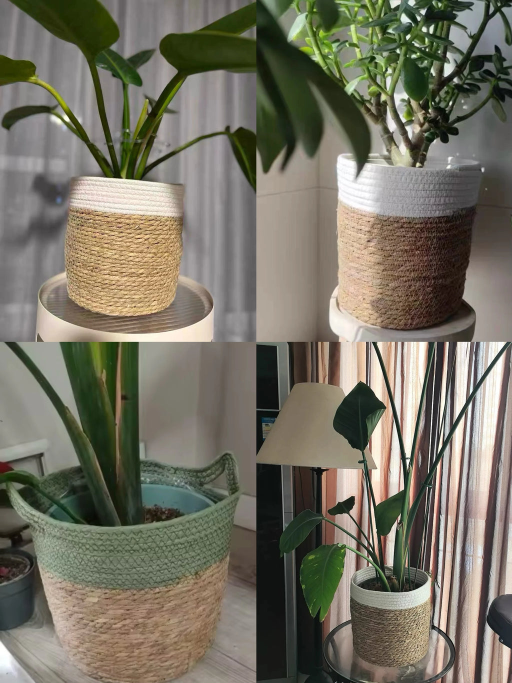 Natural Straw Storage Basket - Woven Planter Flower Pot