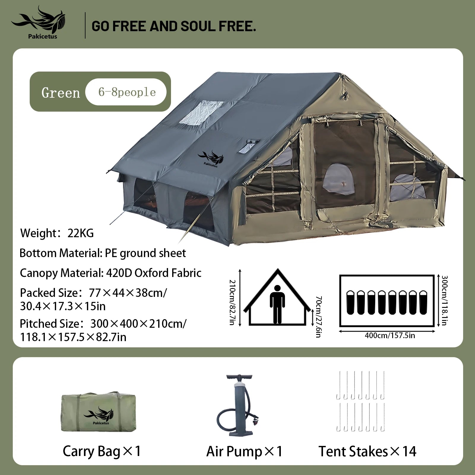 Pakicetus Quick Setup Inflatable Camping Tent