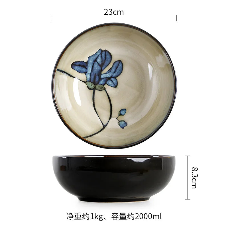 Hand Drawn Mulan Ceramic Plates, Fish Plates, Soup Bowls, Baking Pans, Rice Bowls, Snacks, Creative Retro Round Tableware