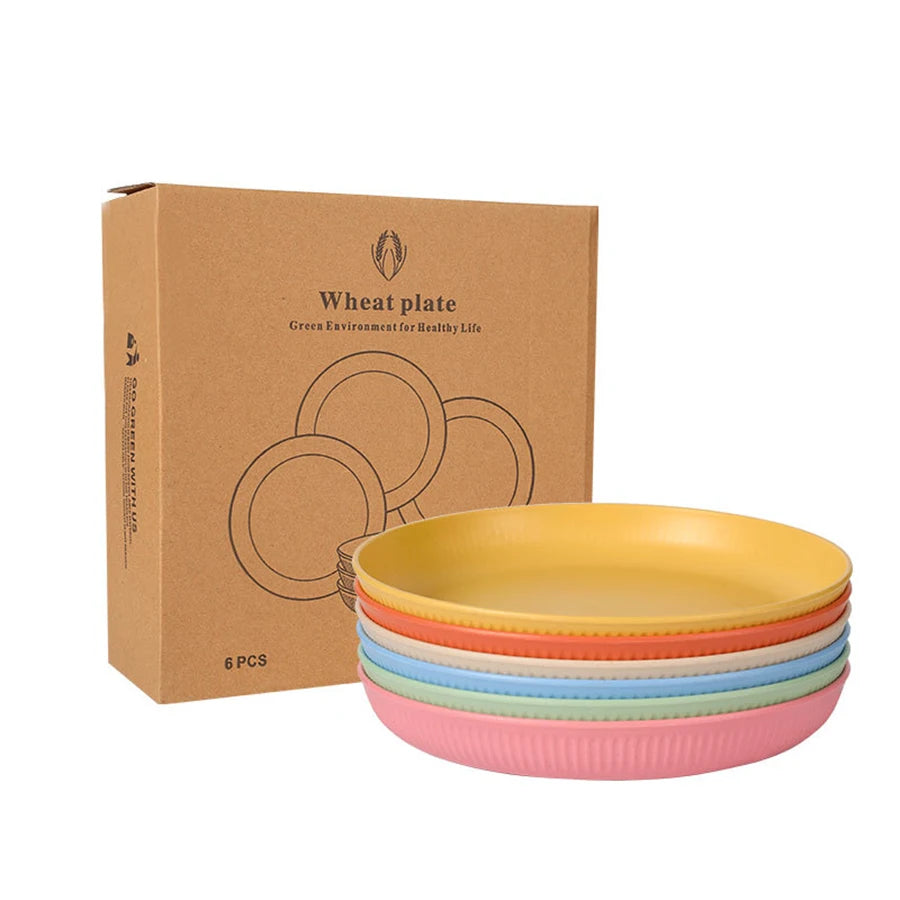 Wheat Straw Dinnerware Set Eco-friendly Safety Plates Cups Bowels, Tableware Set for Outdoor Camping