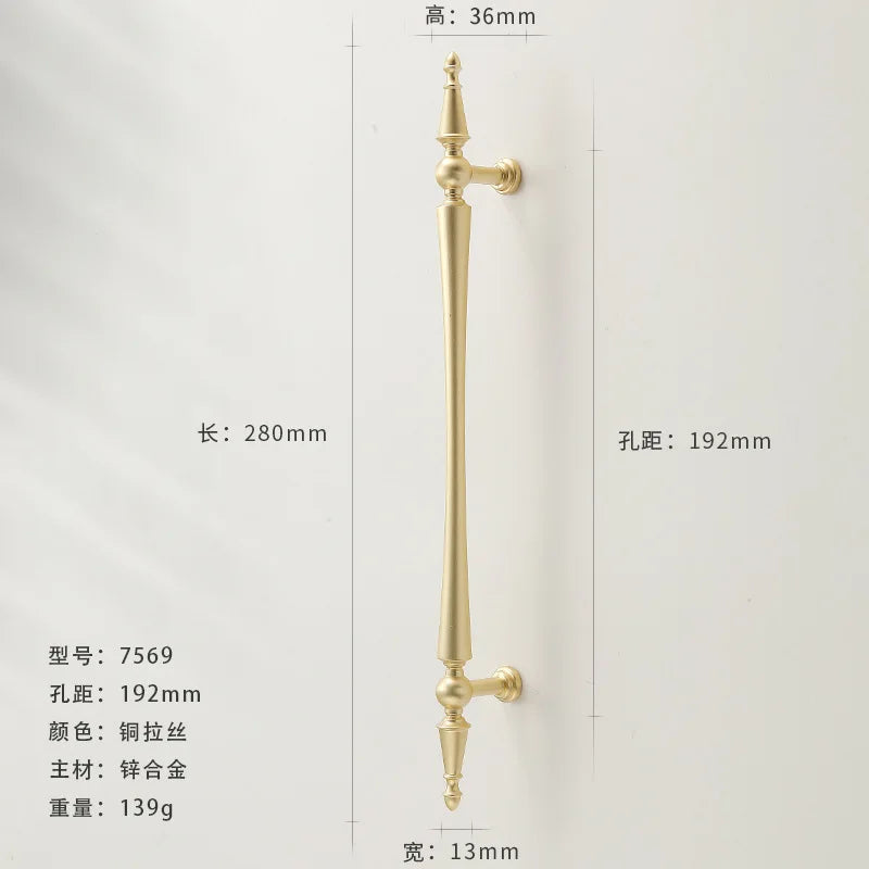 French-style Golden Wardrobe Door Handle Copper-finish, Single-hole Drawer Knob,