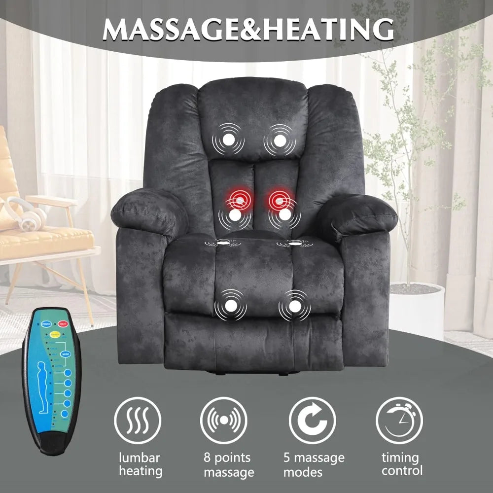Large Power Lift Recliner Chair with Massage, Heat, and USB