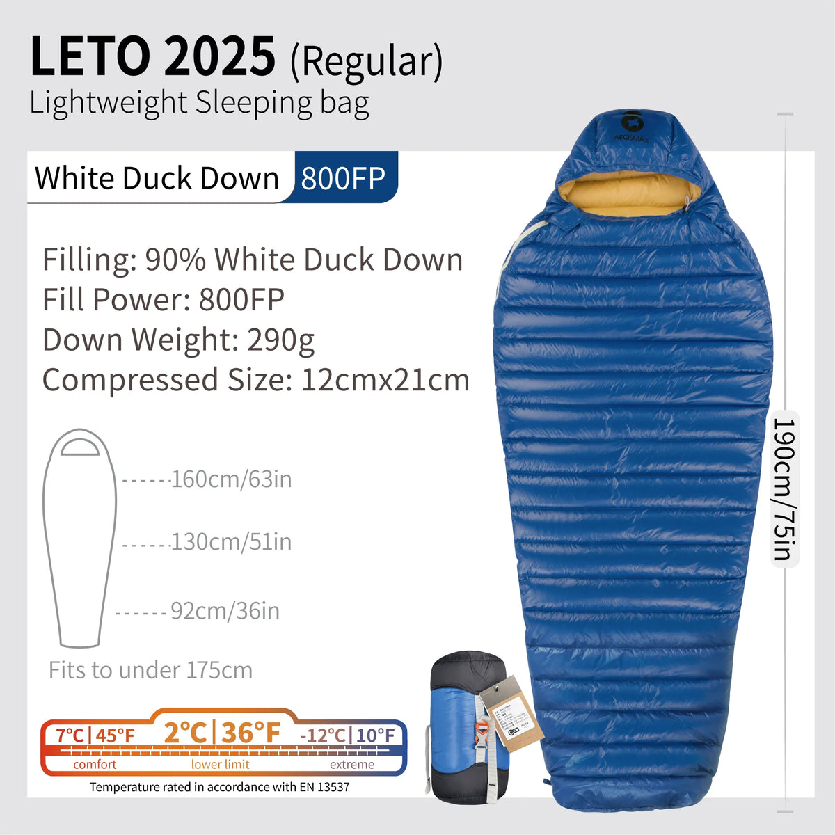 AEGISMAX LETO-2025 Series 800FP Duck Down Sleeping Bag