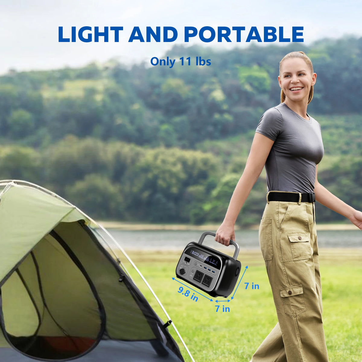 CTOLITY Portable Power Station 500W Solar Generator, 345Wh Lifepo4 Battery, 220V AC Output, 100W 20.5V Flexible Solar Panel