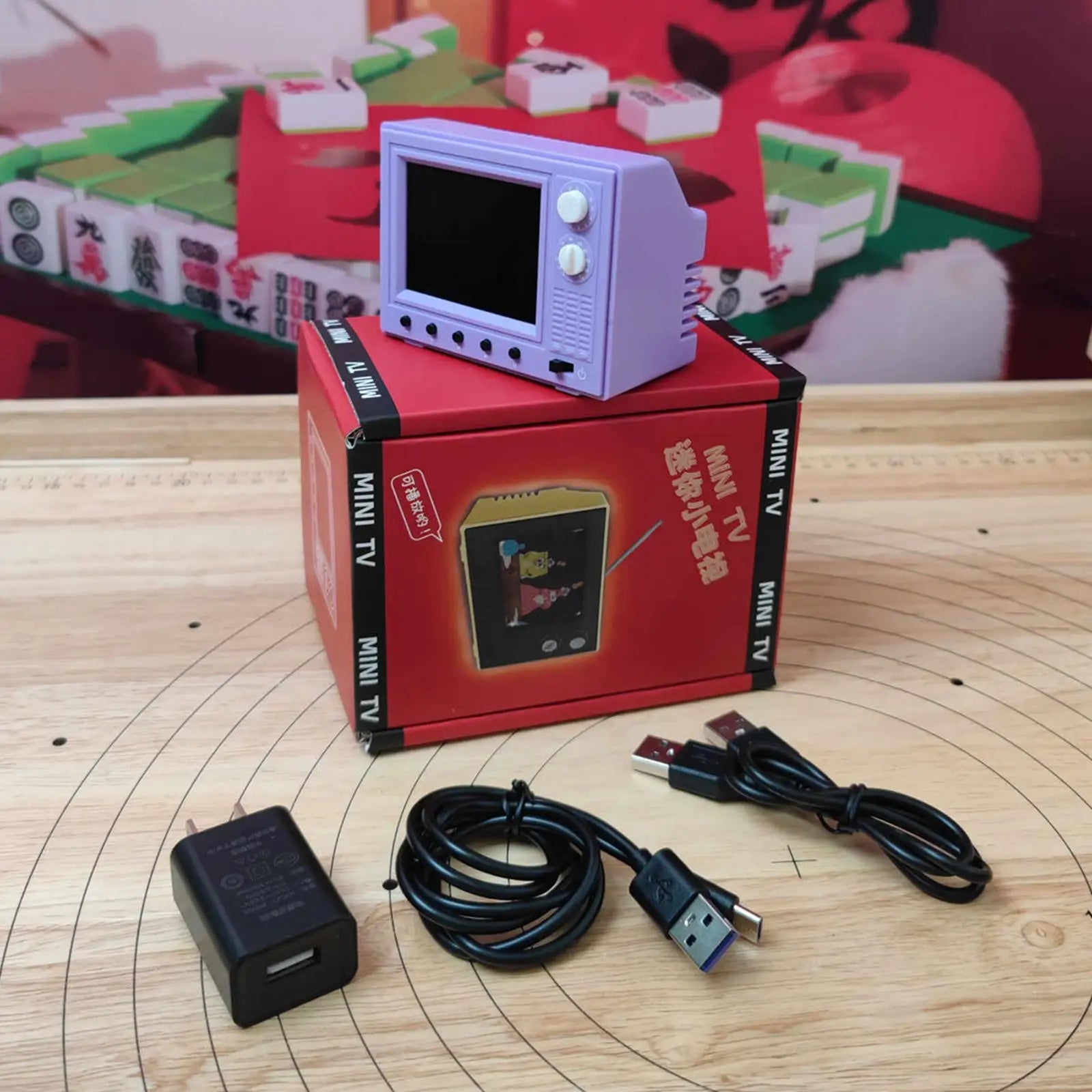 1/12 Dollhouse Mini TV with USB Port 2.4 Inch Screen 8GB Memory 600mAh Battery Miniature LCD Television for Dollhouse Furniture