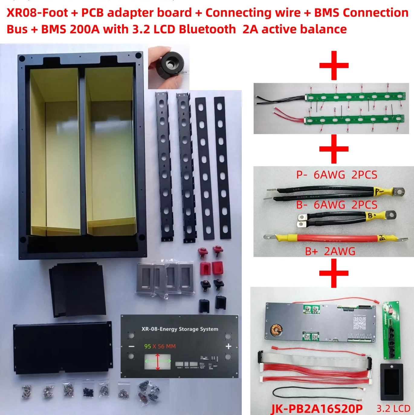 JK BMS-3.2 LCD XR08- 48V280AH Power Box LiFePO4 Battery Case Solar Home Energy Storage 16S 51.2v DIY Kit For EVE CATL 280 310AH