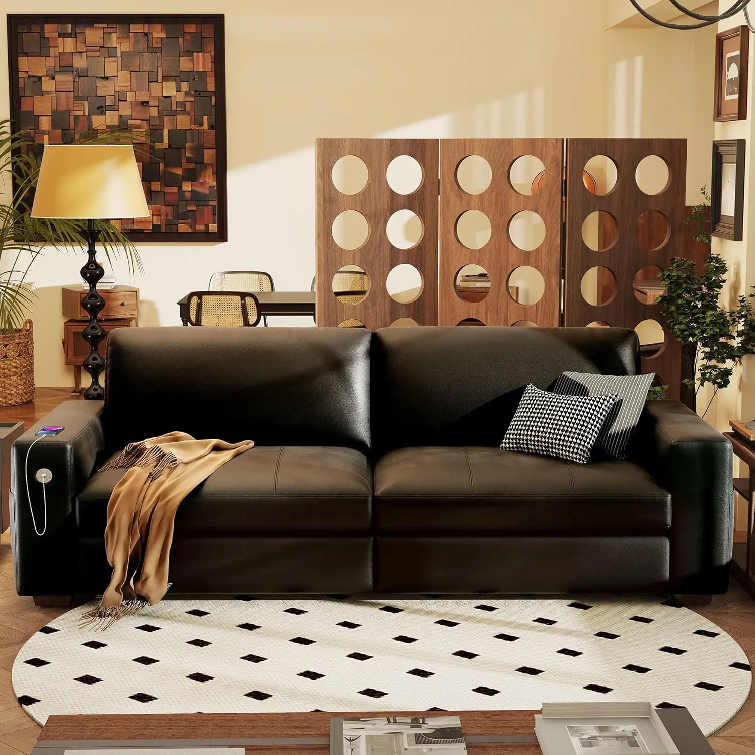 89" Sofa for Living Room, Modern Comfy Sofa with Medium Firm Seat Cushion, Removable Cover, Wide Armrest,
