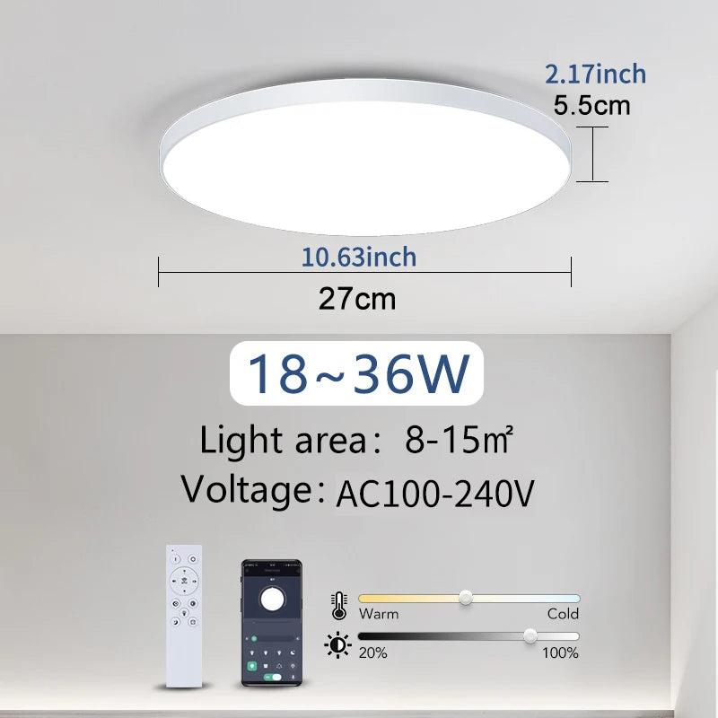 MARPOU Smart Large Led Dimmable Ceiling Light with Remote