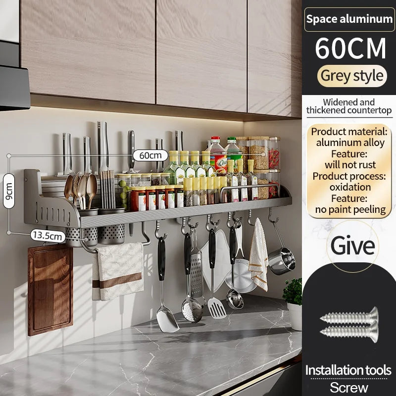 Kitchen Storage Rack Multi Functional Home Wall Mounted Seasoning Chopsticks Knife Holder Complete Collection of Supplies Rack