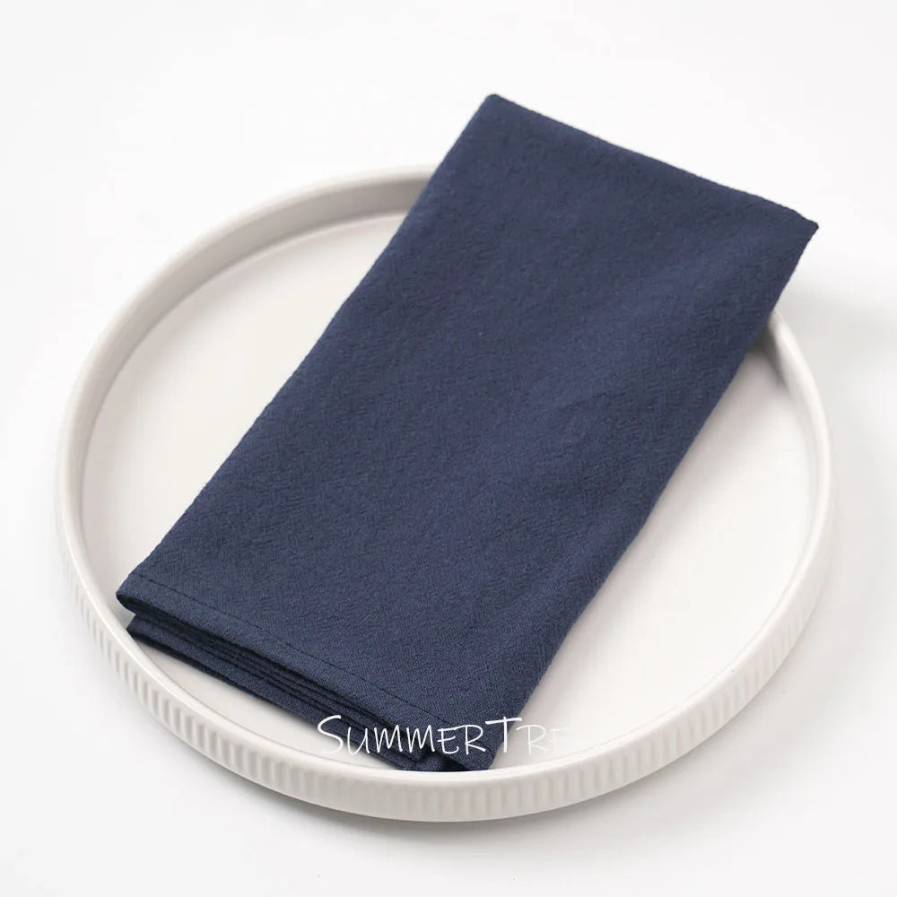 10 Pack 40x40cm Napkins, Washed Cotton Cloth Plain Vintage Style Soft Tea Towels, Place Mats
