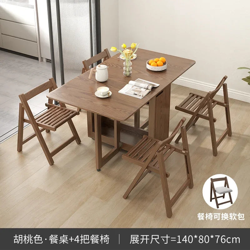 Folding Dining Table Set 6 Chairs, Luxury Modern Space Savers