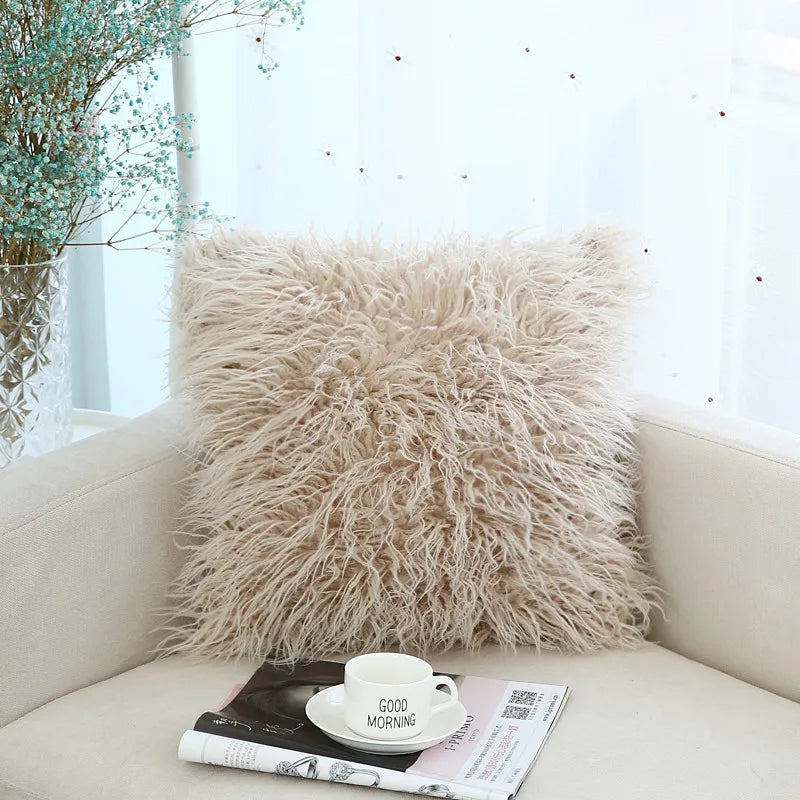 Pack of 1 Soft Luxury Long Faux Fur Plush Throw Pillow Cover,