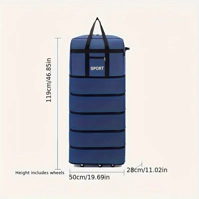 Versatile 5-Layer Folding Travel Bag with Wheels Large Capacity Waterproof Durable Luggage
