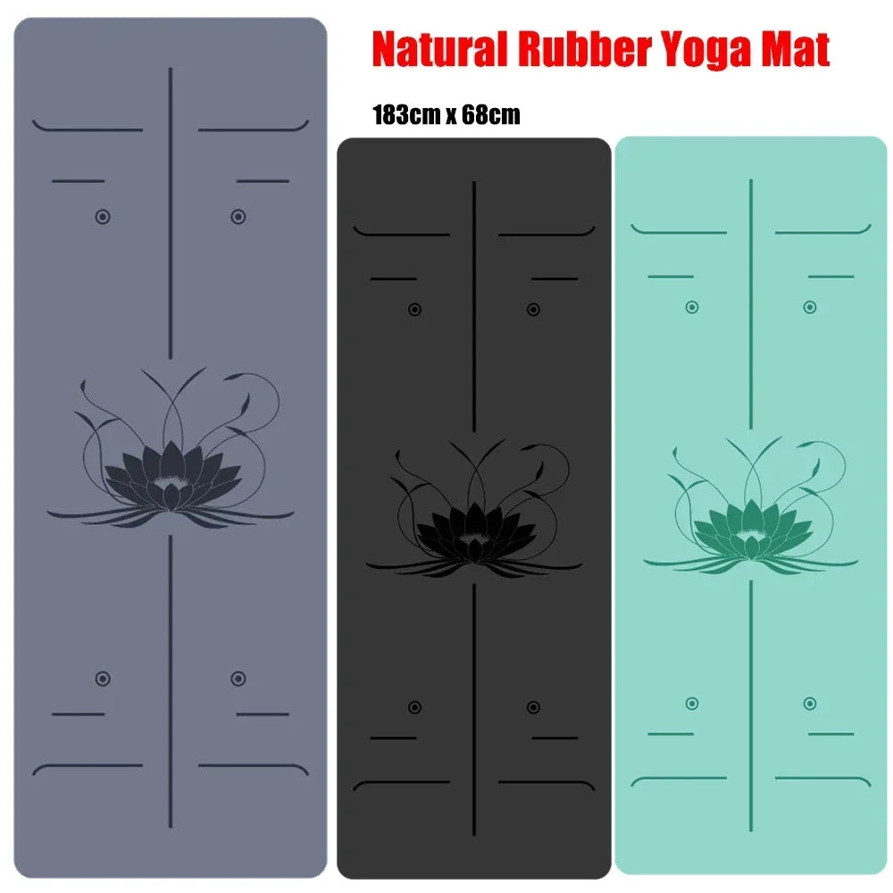 Natural Rubber Yoga Mat, Professional Lotus Pattern PU Yoga Mat