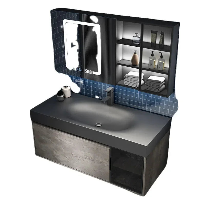 Modern Bathroom Cabinet, Smart Mirror, Integrated Washbasin Bathroom Vanity Cabinets with Sink