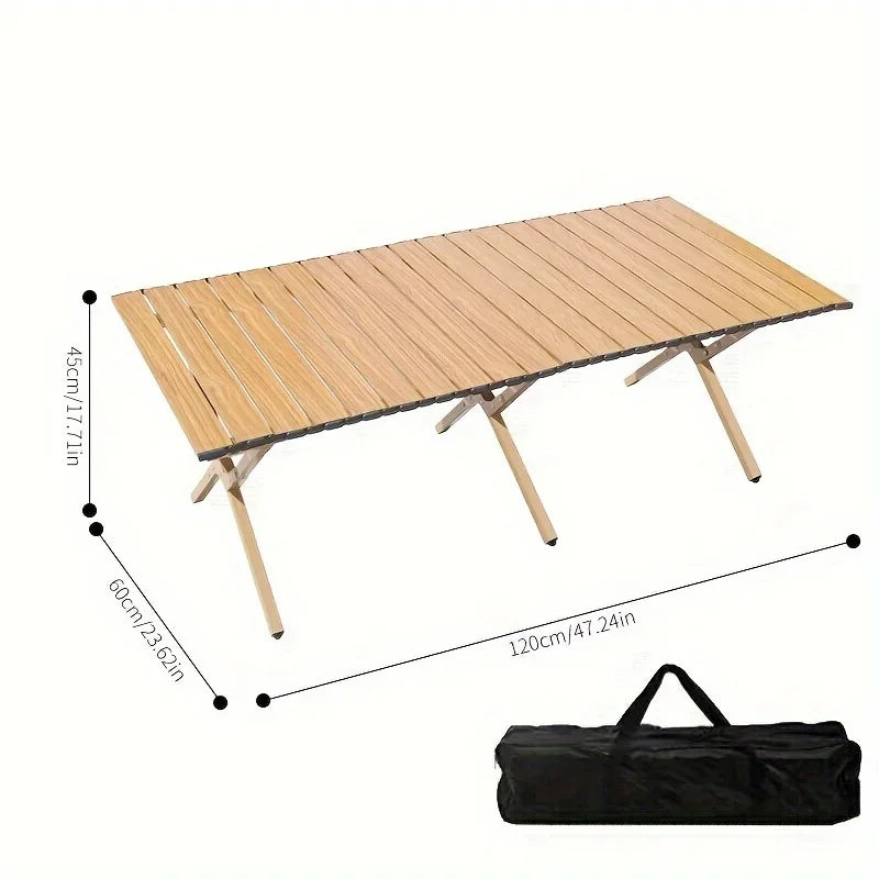 Folding Picnic Table,Portable 4ft Roll-Up Camping Table Egg Roll Table with Storage Bag for 4-6 People, Low Foldable Long Table