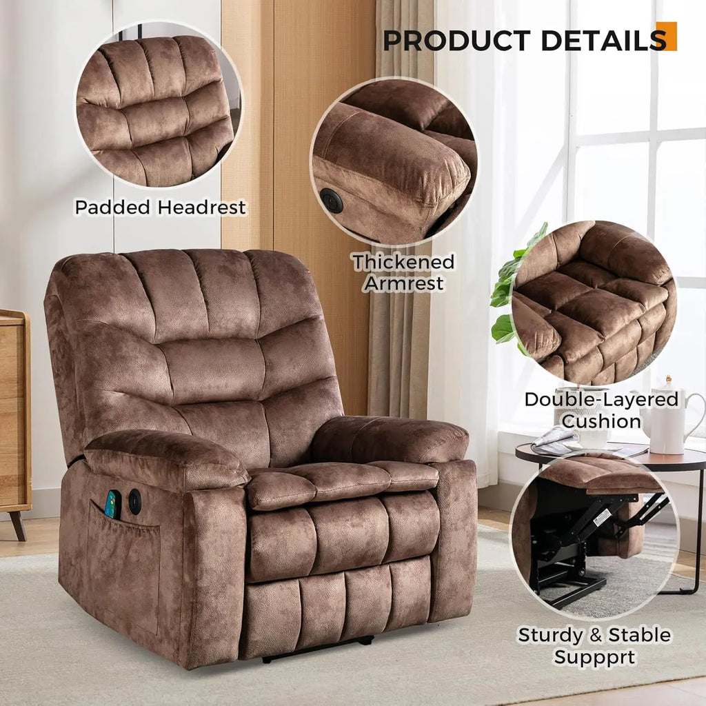 Large Power Lift Recliner with Massage and Heat