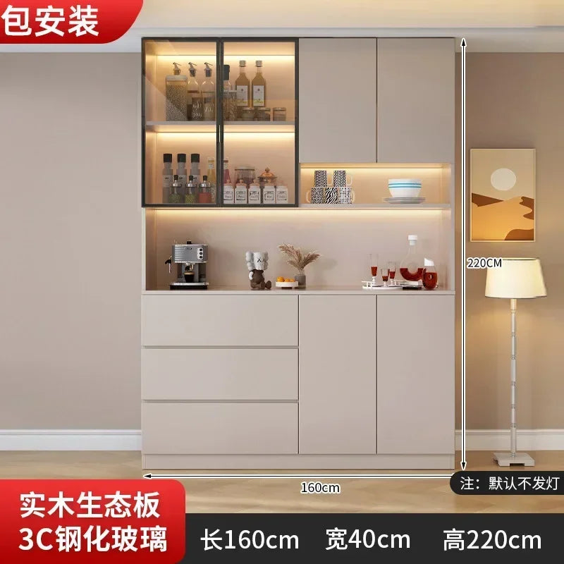 Large Modern Kitchen Pantry with Glass Doors and Drawers, Sideboard Buffet
