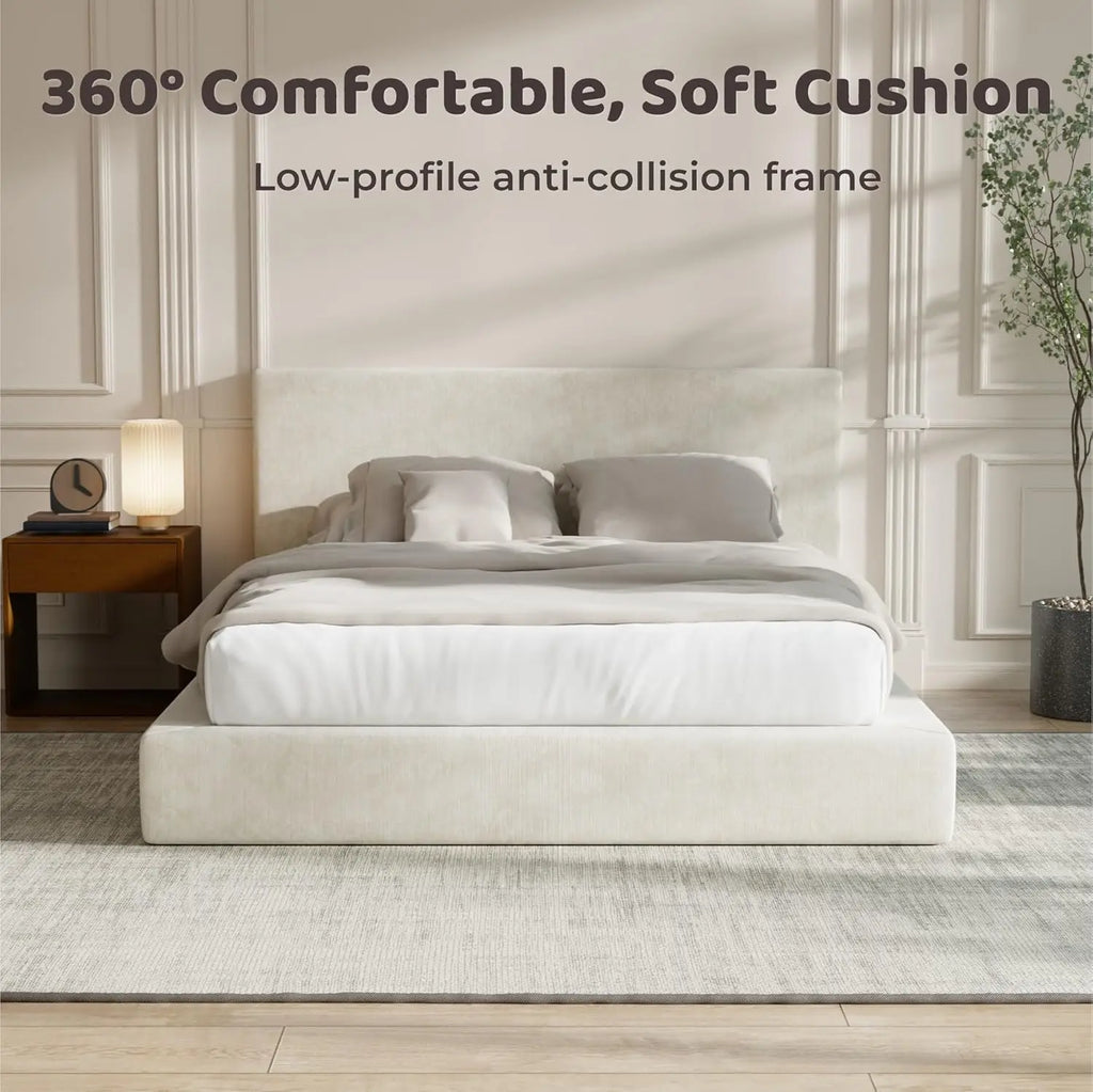AirFrame Queen Bed Frame with Headboard, Cloud Upholstered Platform Bed Frame, 5 Inch Foam Cushioned,