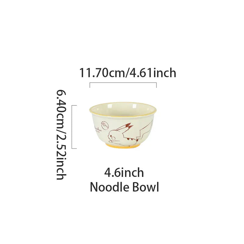 SHUNXIANG Pokémon Ceramic Tableware Set Pikachu Cartoon Pattern Ceramic Bowl Plate Dish Dining Plate Microwave Safe Dinnerware