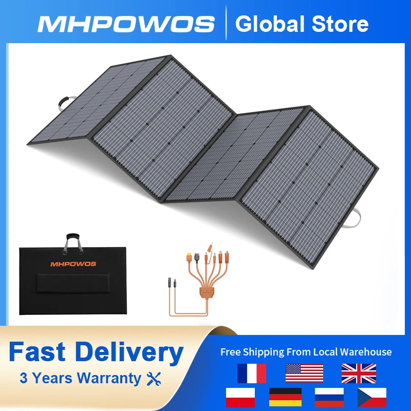 MHPOWOS 400W Portable Solar Panel 31 V Foldable Solar Panels Charger with 7 in 1 Solar Cable