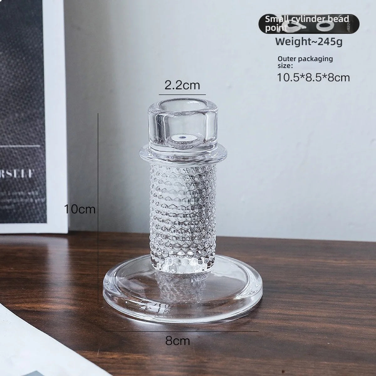 Glass Candle Wick Holder Clear Pillar Table Design Candlestick for Dining Decor