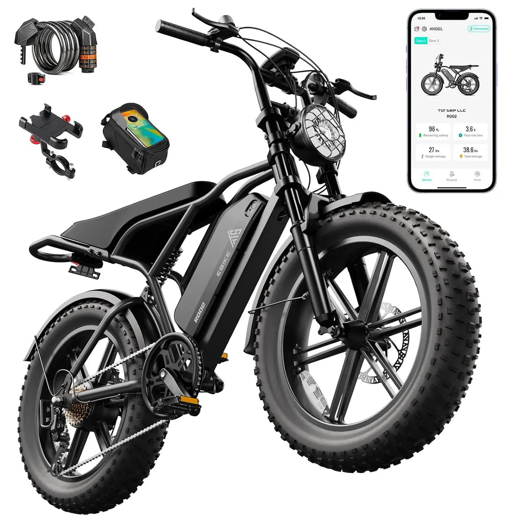 TST Electric Bike for Adults 1500W Peak 20" Fat Tire All-Terrain E-Bike 60 Miles Electric Dirt Bike - 48V 15 AH Battery,