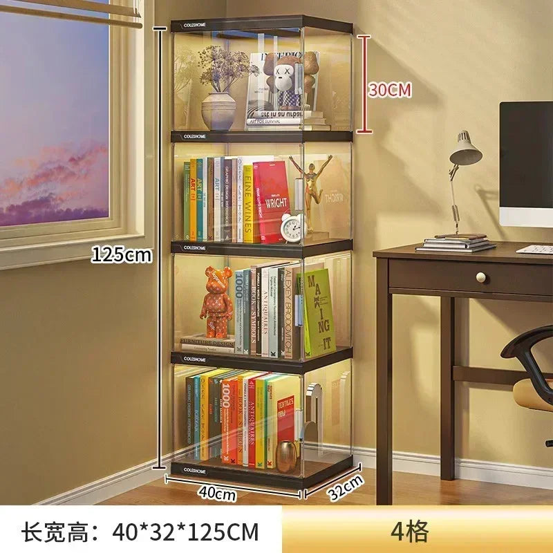 Nordic Living Room Display Cabinet Bookshelf Storage Organizer With Lights