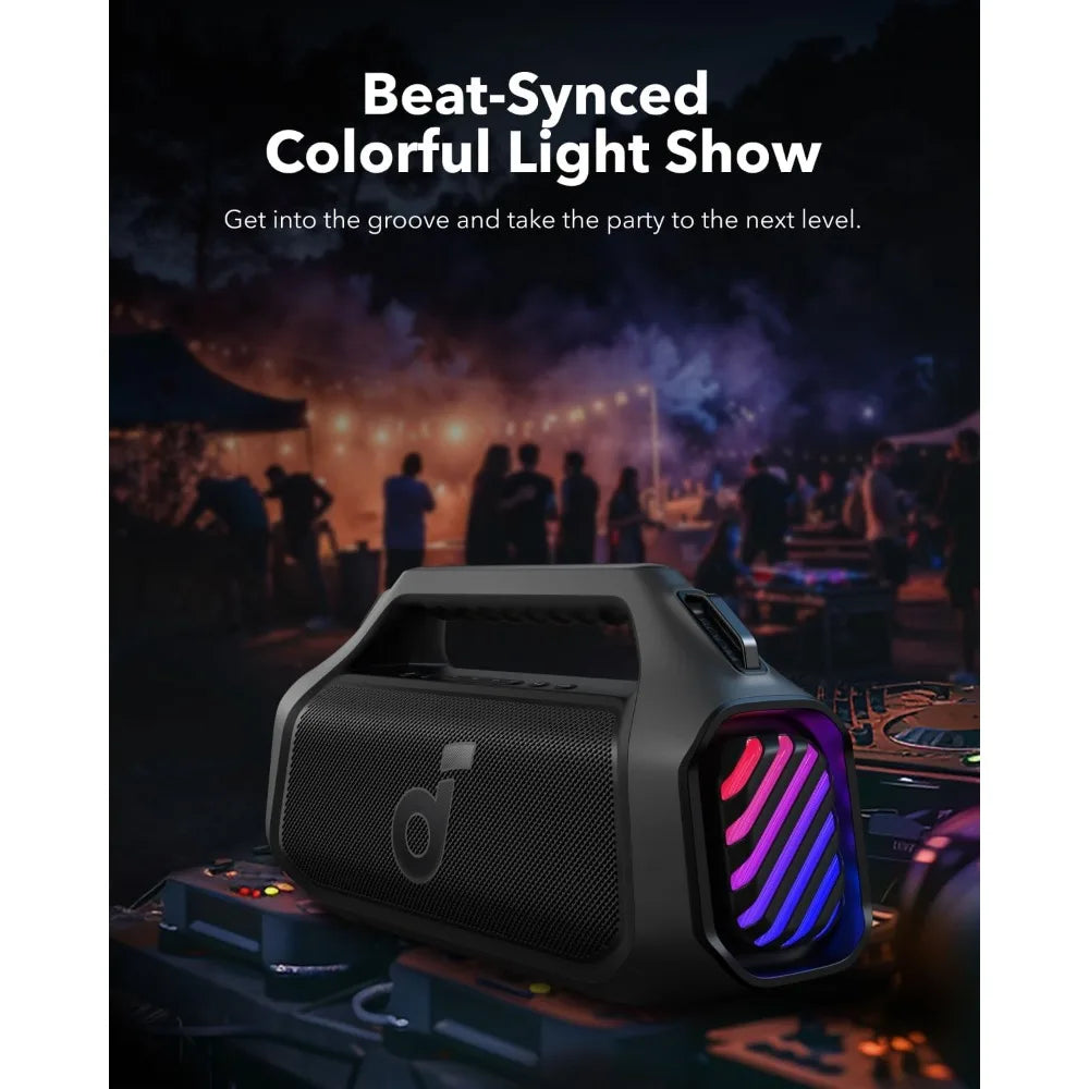 140W Portable Bluetooth Speaker with RGB Lights, 20H Playtime, Fast Charge Power Bank