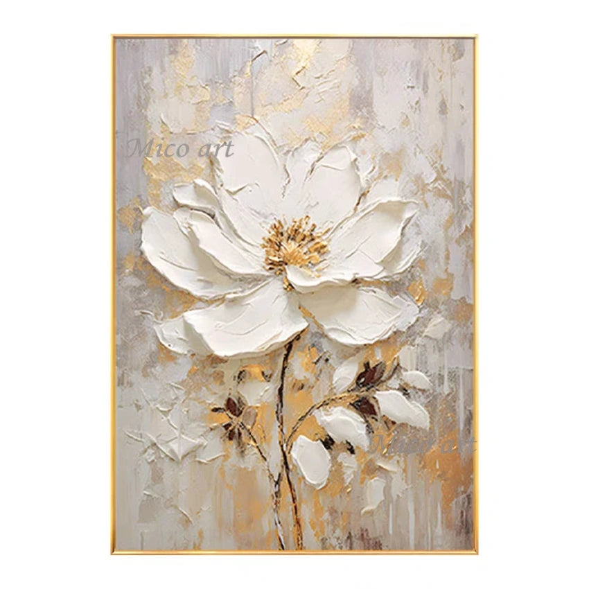 100% Handpainted Oil Painting On Canvas, New Handmade Knife Flower Oil Painting