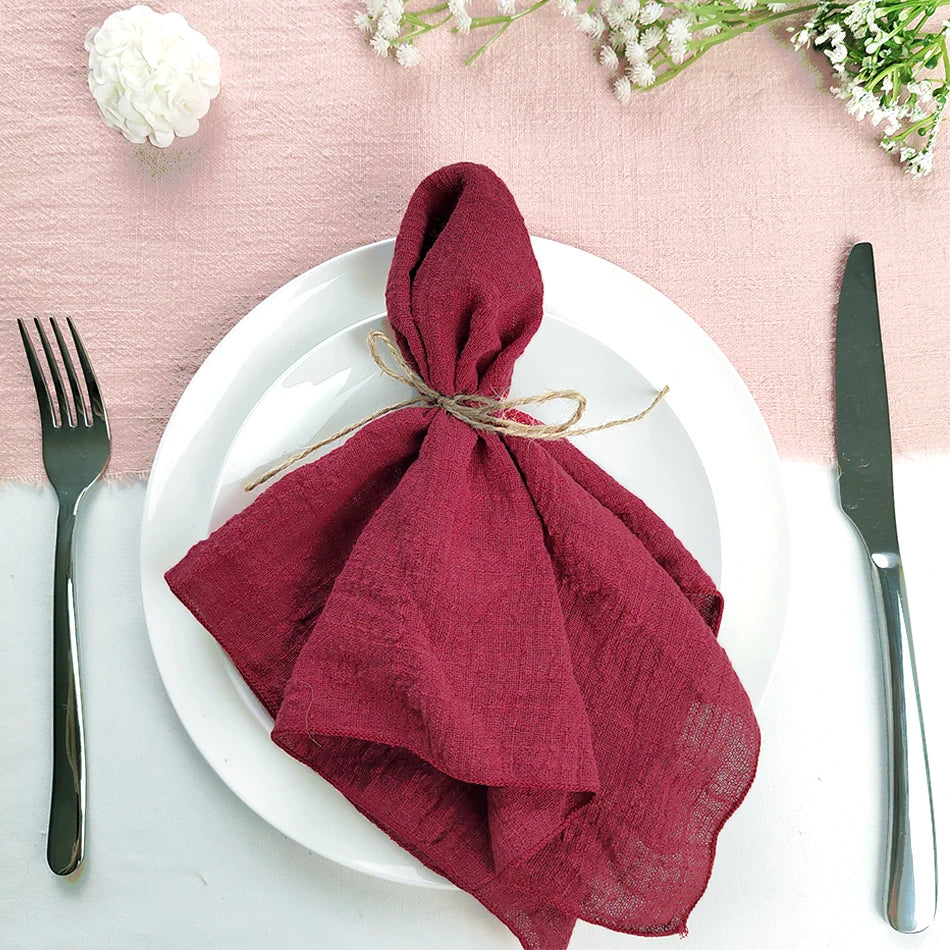 Set of 6  Terracotta Cloth Napkins, Cotton Factory Wholesale Fabric Serviette Gauze Table Towels
