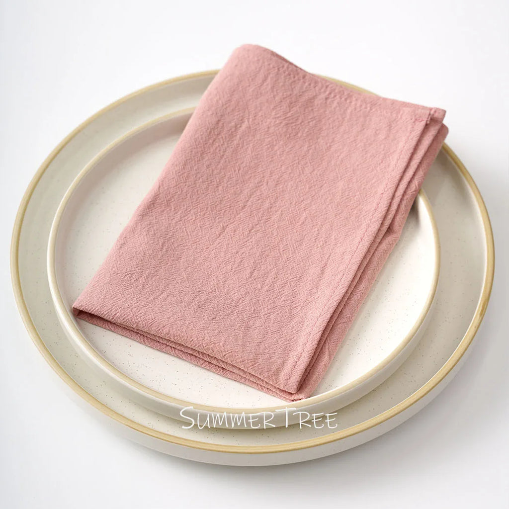 10 Pack 40x40cm Napkins, Washed Cotton Cloth Plain Vintage Style Soft Tea Towels, Place Mats