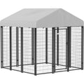 Outdoor Dog Kennel with Roo, 6' x 6' x 6' Heavy Duty Welded Wire Dog Playpen Enclosure with Ese-Proo Lock,