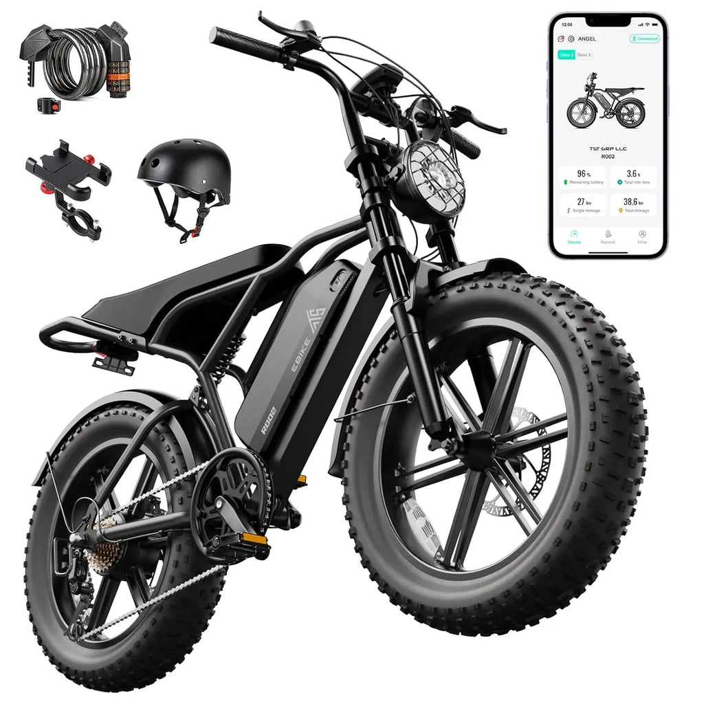 TST Electric Bike for Adults 1500W Peak 20" Fat Tire All-Terrain E-Bike 60 Miles Electric Dirt Bike - 48V 15 AH Battery,