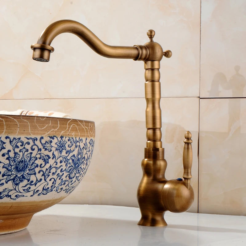 Antique Bronze 360 Degree Turn Bathroom Sink Faucet
