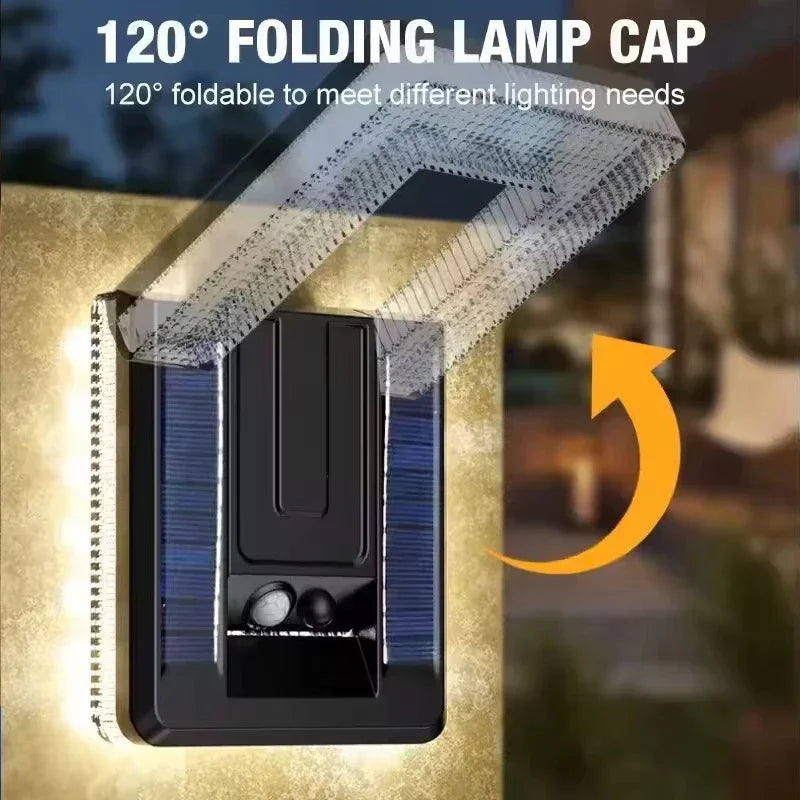 Foldable LED Solar Light Outdoor Wall Lamp 120° Motion Sensor Waterproof Street Light 3 Modes Garden Decor Spotlights Lamp