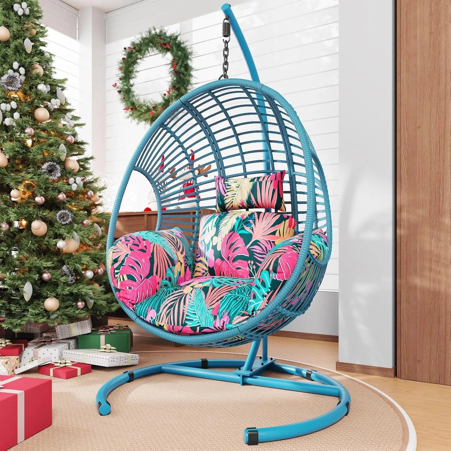 Hanging Egg Swing Chair w/ Stand All-Weather Wicker