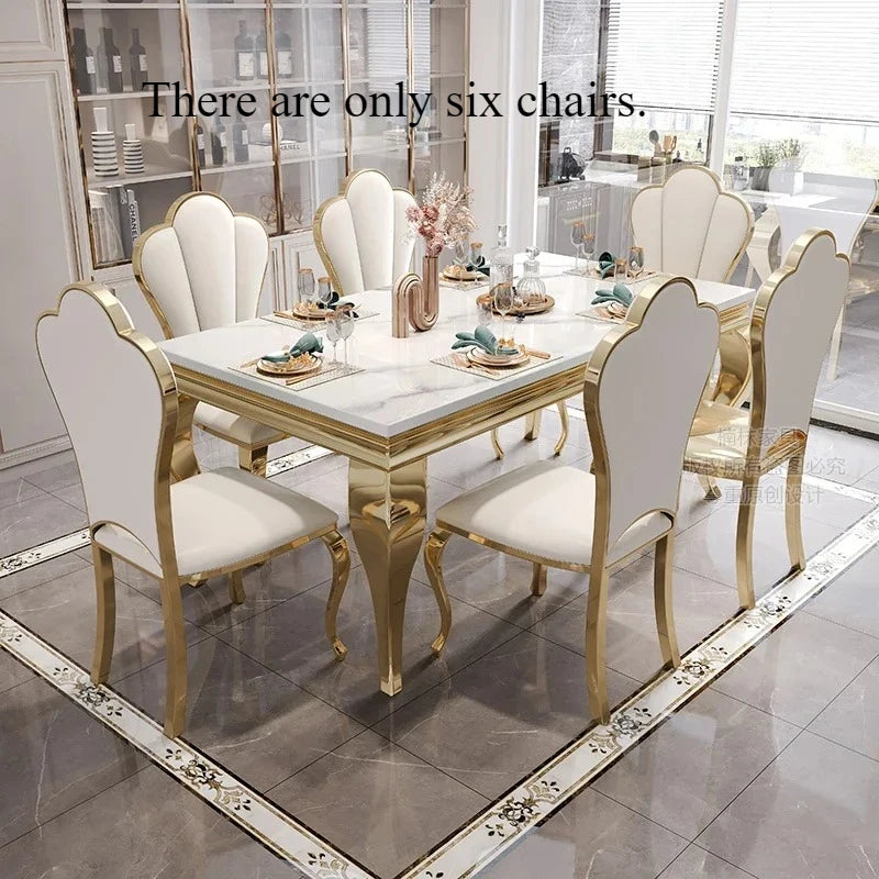 Marble Luxury Dining Table, Unique Gold Individual White Italian Dining Table