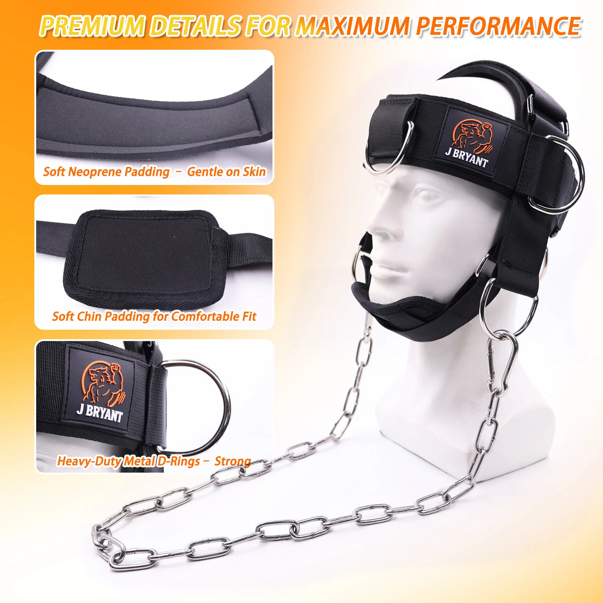 Adjustable Neck Harness for Resistance Bands & Weightlifting Multi-Directional Neck Training,